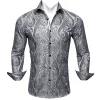 Barry Wang Button Down Shirt Silver Silk Tribal Long Sleeve Paisley Shirt for Mens sold by Barrywang