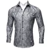 Barry Wang Button Down Shirt Silver Silk Tribal Long Sleeve Paisley Shirt for Mens sold by Barrywang