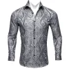 Barry Wang Button Down Shirt Silver Silk Tribal Long Sleeve Paisley Shirt for Mens sold by Barrywang