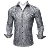 Barry Wang Button Down Shirt Silver Silk Tribal Long Sleeve Paisley Shirt for Mens sold by Barrywang