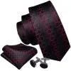 Barry.Wang Black Tie Red Geometric Silk Men's Necktie Pocket Square Cufflinks Brooch Set sold by Barrywang