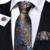 Barry Wang Brown Colorful Paisley Silk Tie Handkerchief Cufflinks Set sold by Barrywang