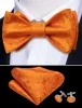Barry. Wang Orange Tie Paisley Silk Men's Bow Tie Hanky Cufflinks Set sold by Barrywang