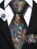 Barry Wang Brown Colorful Paisley Silk Tie Handkerchief Cufflinks Set sold by Barrywang