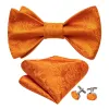 Barry. Wang Orange Tie Paisley Silk Men's Bow Tie Hanky Cufflinks Set sold by Barrywang