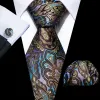 Barry Wang Brown Colorful Paisley Silk Tie Handkerchief Cufflinks Set sold by Barrywang