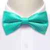 Aqua Curve Bow Tie Barry Wang Teal Green Necktie Hanky Cufflinks Set sold by Barrywang
