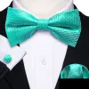 Aqua Curve Bow Tie Barry Wang Teal Green Necktie Hanky Cufflinks Set sold by Barrywang