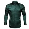 Barry.Wang Button Down Shirt Classy Green Solid Silk Men's Long Sleeve Shirt Business sold by Barrywang
