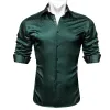 Barry.Wang Button Down Shirt Classy Green Solid Silk Men's Long Sleeve Shirt Business sold by Barrywang