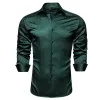 Barry.Wang Button Down Shirt Classy Green Solid Silk Men's Long Sleeve Shirt Business sold by Barrywang