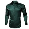 Barry.Wang Button Down Shirt Classy Green Solid Silk Men's Long Sleeve Shirt Business sold by Barrywang