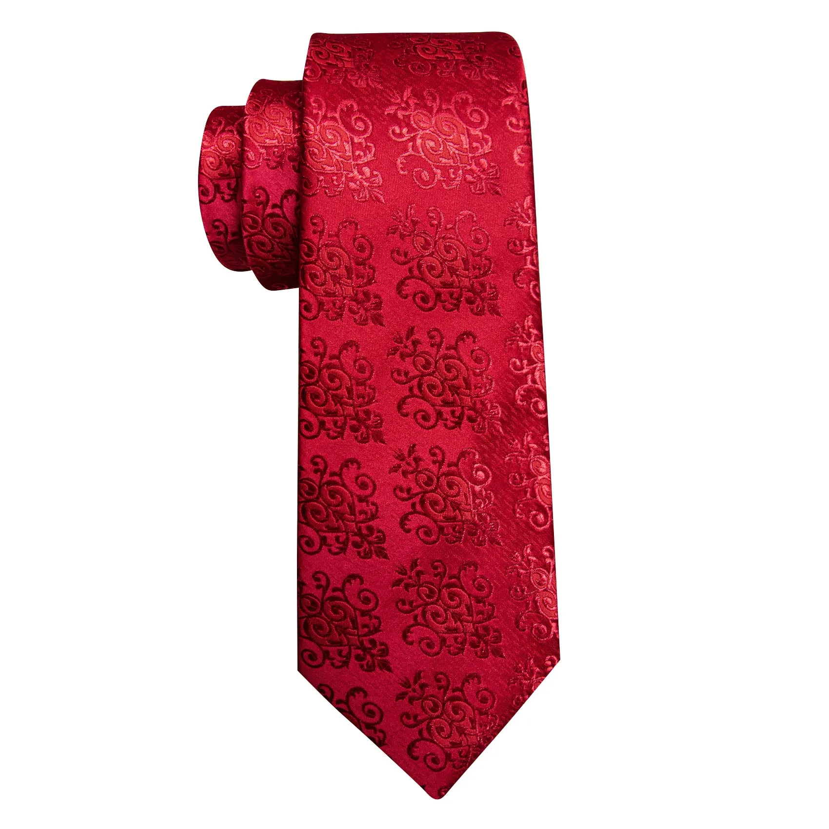 Barry Wang Novetly Red Floral Silk Necktie Handkerchief Cufflinks Set sold by Barrywang product image thumbnail 5