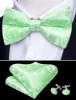 Turquoise Green Paisley Silk Pre Tied Bow Tie Hanky Cufflinks Set sold by Barrywang