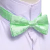 Turquoise Green Paisley Silk Pre Tied Bow Tie Hanky Cufflinks Set sold by Barrywang