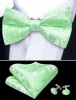 Turquoise Green Paisley Silk Pre Tied Bow Tie Hanky Cufflinks Set sold by Barrywang