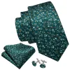 Barry Wang Men's Tie Olive Green Small Floral Tie Hanky Cufflinks Set sold by Barrywang