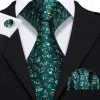 Barry Wang Men's Tie Olive Green Small Floral Tie Hanky Cufflinks Set sold by Barrywang