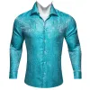 Barry Wang Cyan Paisley Shirt Blue Silver Paisley Silk Men's Shirt sold by Barrywang