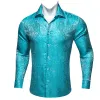 Barry Wang Cyan Paisley Shirt Blue Silver Paisley Silk Men's Shirt sold by Barrywang