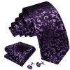 Barry. Wang Black Purple Necktie Floral Tie Handkerchief Cufflinks Set sold by Barrywang