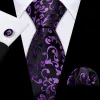 Barry. Wang Black Purple Necktie Floral Tie Handkerchief Cufflinks Set sold by Barrywang