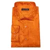 Barry. Wang Dark Orange Dress Shirt Paisley Men's Silk Button Up Shirt sold by Barrywang