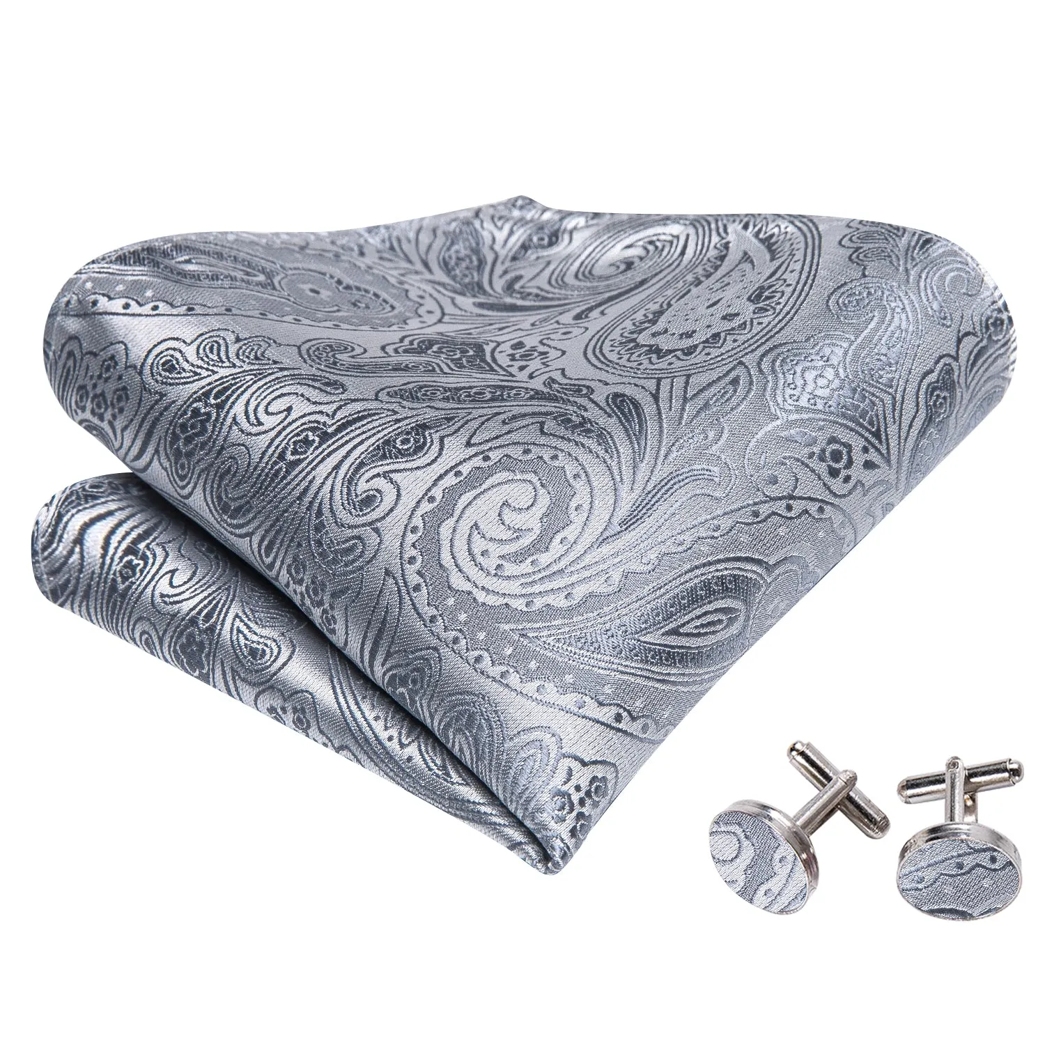 Barry. Wang Silver Paisley Bow Tie Hanky Cufflinks Set sold by Barrywang product image thumbnail 5
