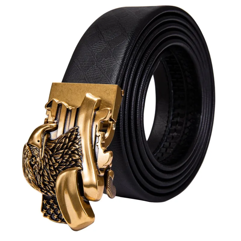 Barry. Wang Golden Eagle Metal Buckle Genuine Leather Belt 43 inch to 63 inch Belt sold by Barrywang
