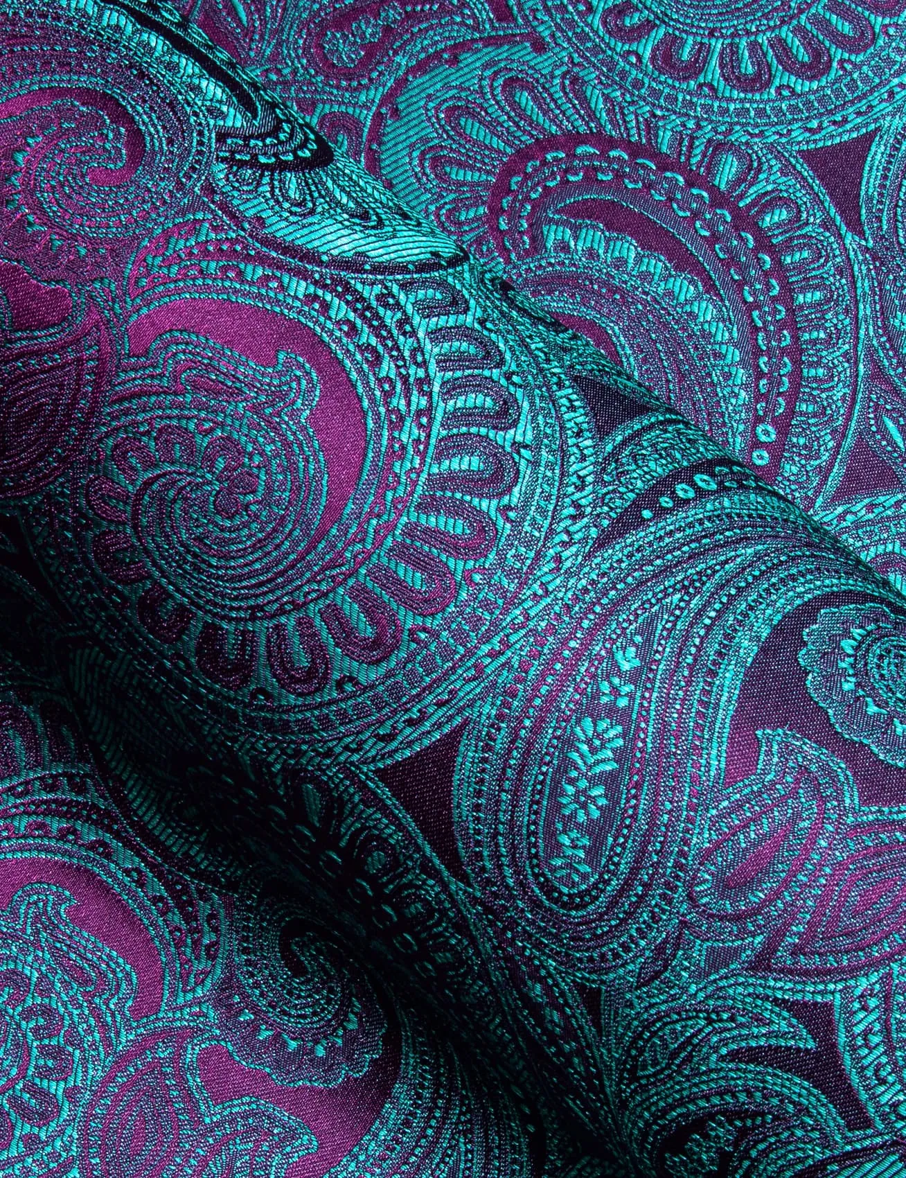 Barry. Wang Men's Button Up Shirt Purple Teal Blue Paisley Dress Shirt sold by Barrywang product image thumbnail 5