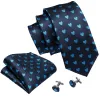 Barry. Wang Navy Blue Tie Heart Novelty Men's Tie Hanky Cufflinks Set sold by Barrywang