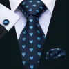 Barry. Wang Navy Blue Tie Heart Novelty Men's Tie Hanky Cufflinks Set sold by Barrywang