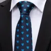 Barry. Wang Navy Blue Tie Heart Novelty Men's Tie Hanky Cufflinks Set sold by Barrywang