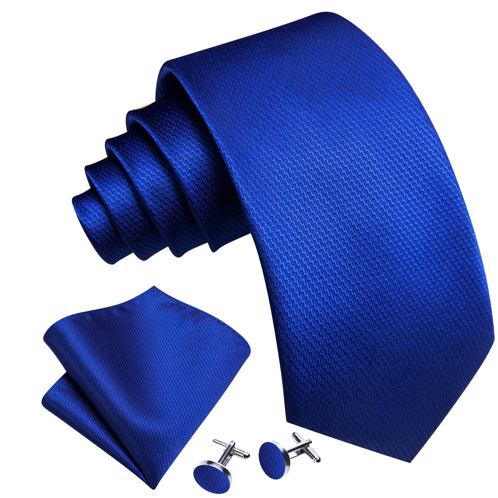 Barry. Wang Cobalt Blue Solid Silk Men's Tie Handkerchief Cufflinks Set sold by Barrywang product image thumbnail 3