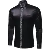 Barry. Wang Black Shirt with Silver Paisley Cuff Long Sleeve Men Shirt sold by Barrywang