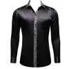 Barry. Wang Black Shirt with Silver Paisley Cuff Long Sleeve Men Shirt sold by Barrywang