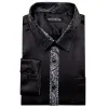 Barry. Wang Black Shirt with Silver Paisley Cuff Long Sleeve Men Shirt sold by Barrywang