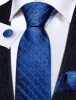Barry Wang Novelty Blue Plaid Silk Mens Tie Handkerchief Cufflinks Set sold by Barrywang