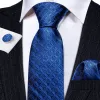 Barry Wang Novelty Blue Plaid Silk Mens Tie Handkerchief Cufflinks Set sold by Barrywang