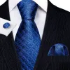 Barry Wang Novelty Blue Plaid Silk Mens Tie Handkerchief Cufflinks Set sold by Barrywang