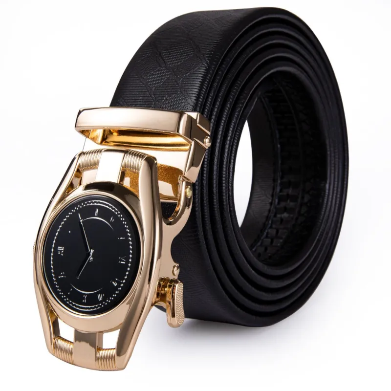 Gold Watch Design Genuine Leather Belt 110cm-160cm Barry Wang Belt sold by Barrywang