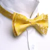 Barry Wang Gold Yellow Paisley Pre-tied Bow Tie Hanky Cufflinks Set sold by Barrywang