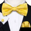 Barry Wang Gold Yellow Paisley Pre-tied Bow Tie Hanky Cufflinks Set sold by Barrywang