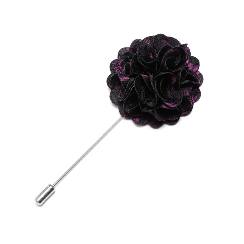Barry Wang Wedding Brooch for Men Luxury Purple Black Flower Brooch sold by Barrywang