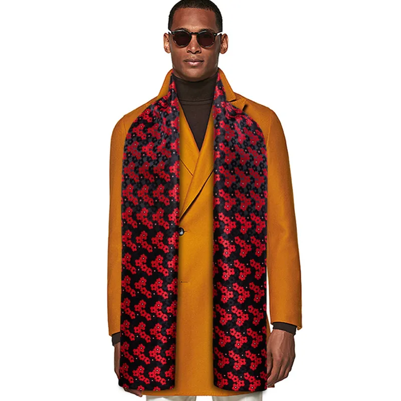 Barry Wang Silk scarf Red Black Small Flower Scarf sold by Barrywang