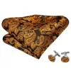 Barry Wang Black Gold Brown Black Paisley Bow Tie Hanky Cufflinks Set sold by Barrywang