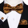 Barry Wang Black Gold Brown Black Paisley Bow Tie Hanky Cufflinks Set sold by Barrywang