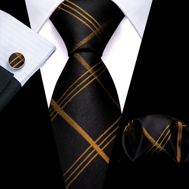 Barry. Wang Black Tie Peru Brown Pinstripes Jacquard Striped Necktie Set sold by Barrywang
