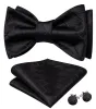 Barry. Wang Black Bowtie Mens Plaid Self-Tied Tie Hanky Cufflinks Set sold by Barrywang