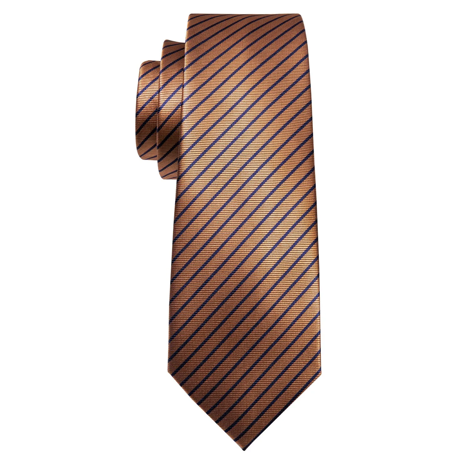 Barry. Wang Brown Stripe Men's Tie Alloy Lapel Pin Brooch Silk Tie Set sold by Barrywang product image thumbnail 5